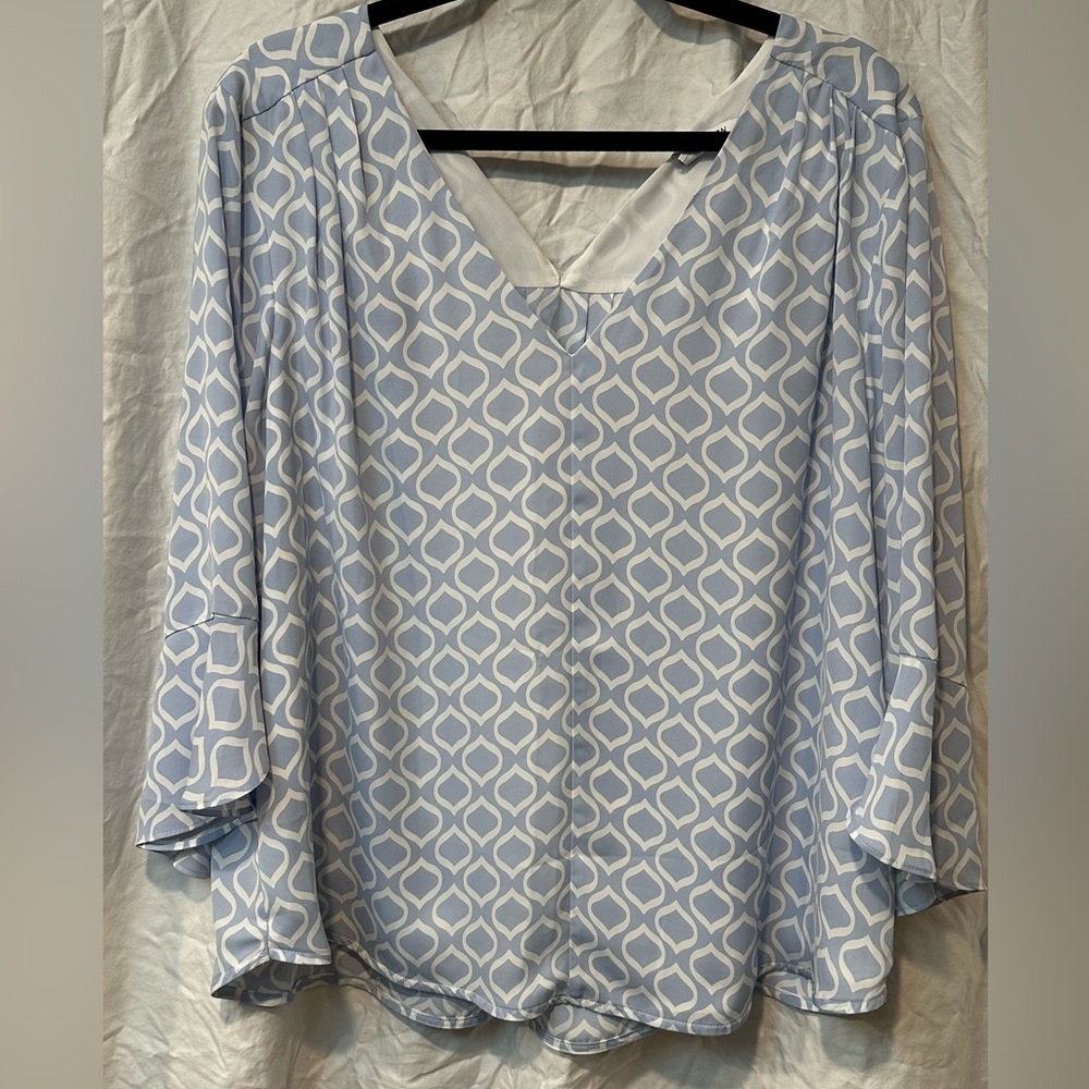 41 Hawthorn Sky Blue and White Patterned Blouse